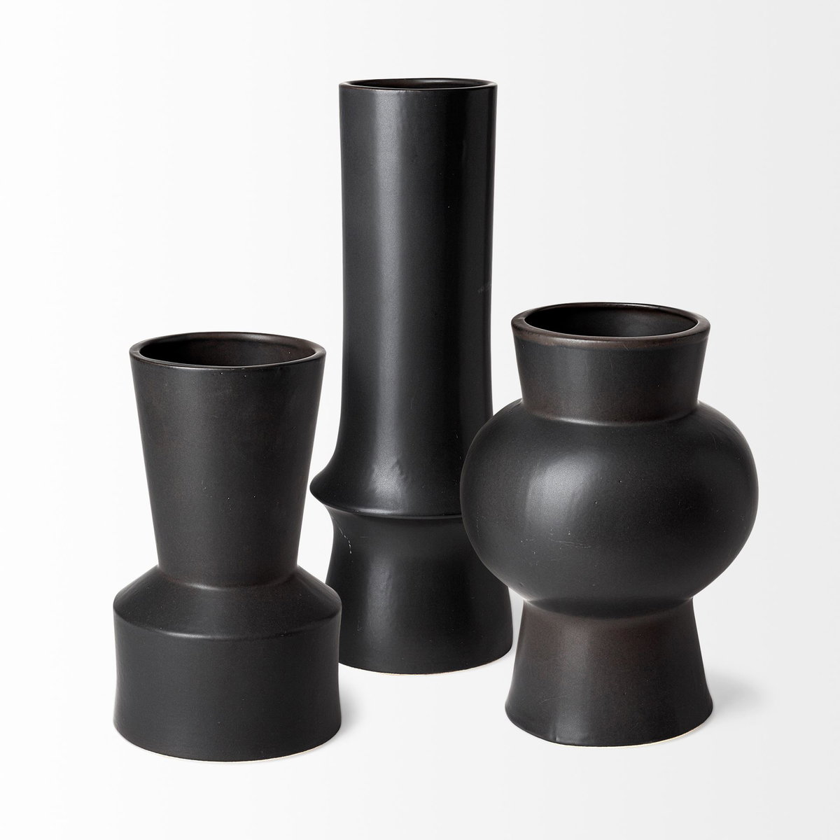 Laforge Black Ceramic Vase, by Mercana, 5.51" length x 5.51" width x 9.45" height View 6