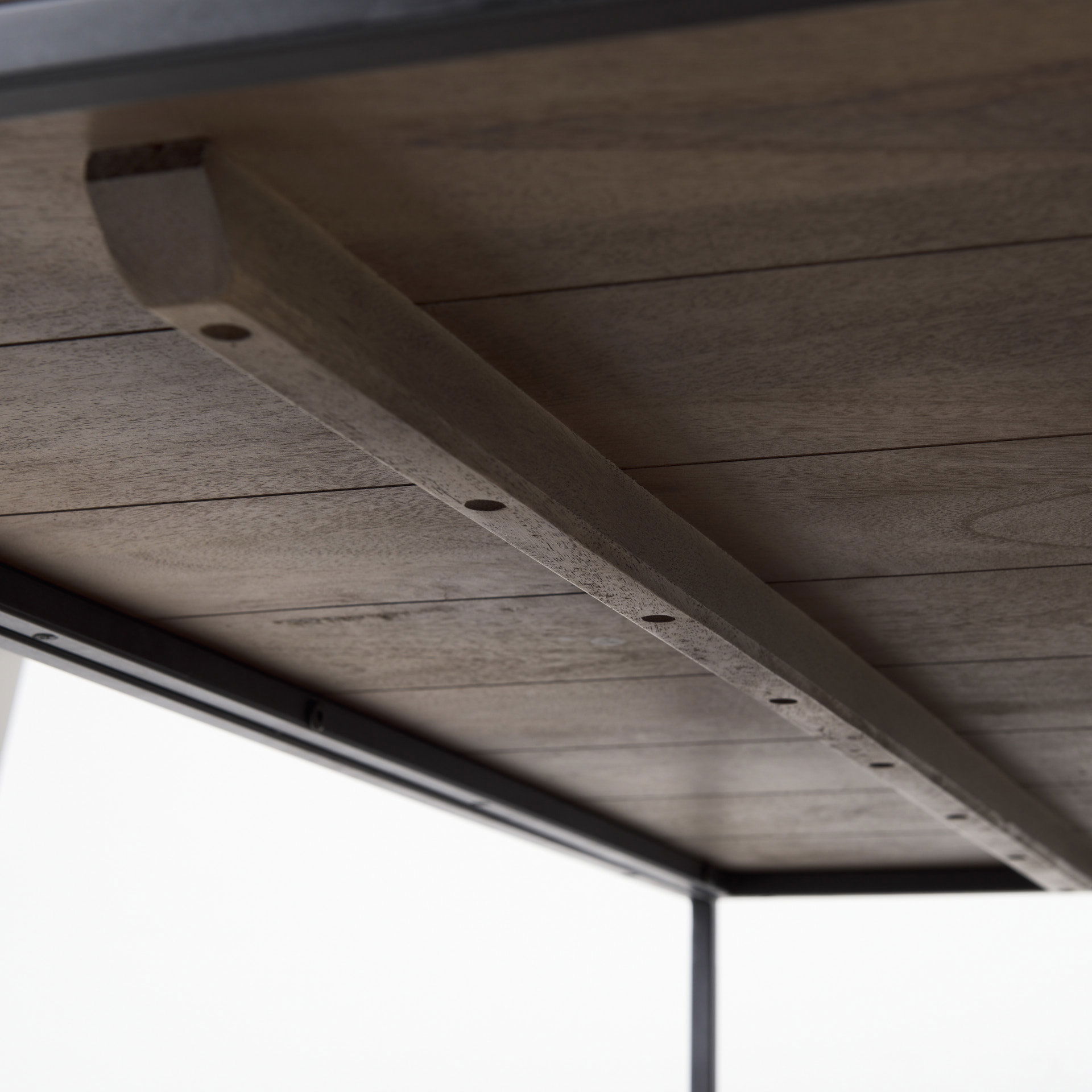 Trey 48x46 Rectangular Brown Solid Wood Top Table Black Metal Frame Two-Tier Coffee Table large image 