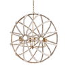 Ava White (34'D) Gold Metal and White Wood Beaded Six Bulb Chandelier, by Mercana, 34" length x 34" width x 34" height thumbnail 1
