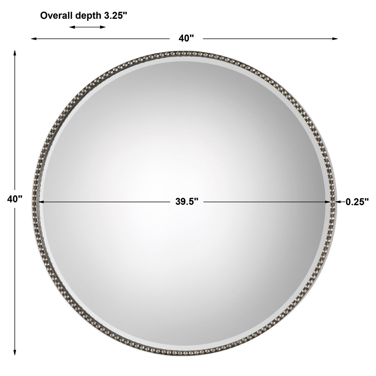 Stefania Beaded Round Mirror, by Uttermost, 40" width x 40" height x 3.25" depth View 3