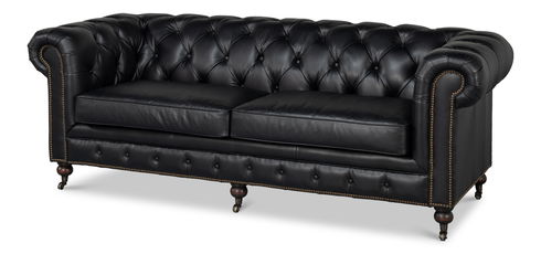 Castered Chesterfield Sofa,Onyx Black