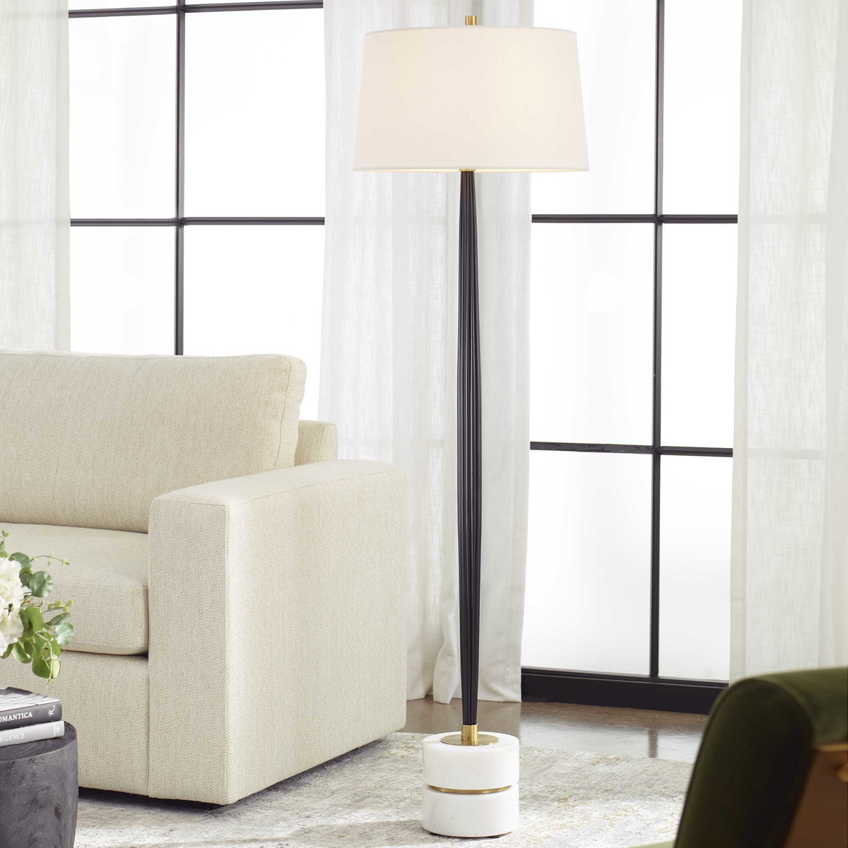 Miraz Iron Floor Lamp, by Uttermost, 19" width x 65.75" height x 19" depth View 2