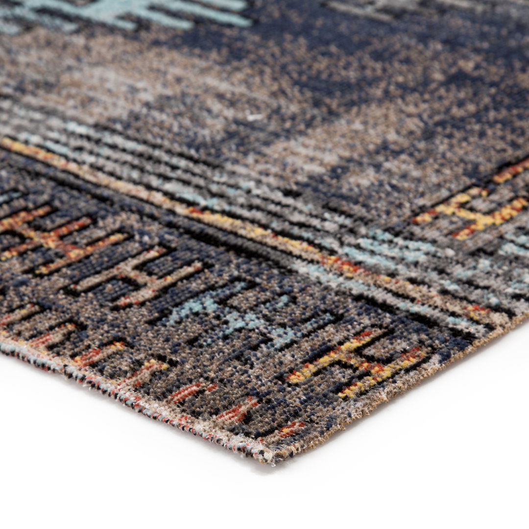 Jaipur Living Paphos CYP01 Handknotted Medallion Blue and Tan Area Rug (9'x12') large image 