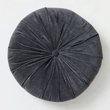 Online Designer Bedroom Classic Velvet Tufted Round Pillow, Slate, 18" Round