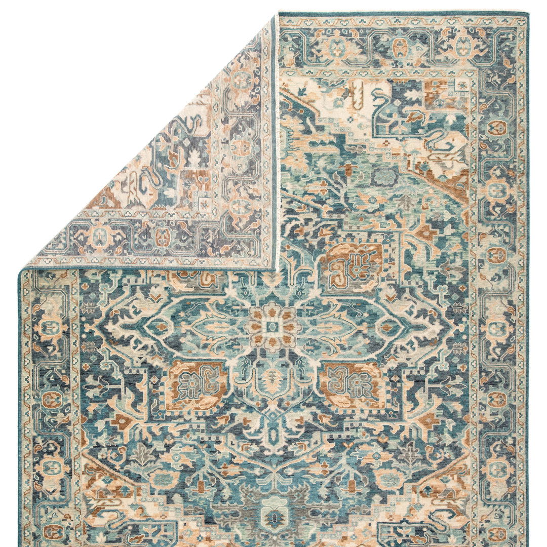 Jaipur Living Elyas Hand-Knotted Medallion Blue/ Ivory Area Rug (10'X14') large image 