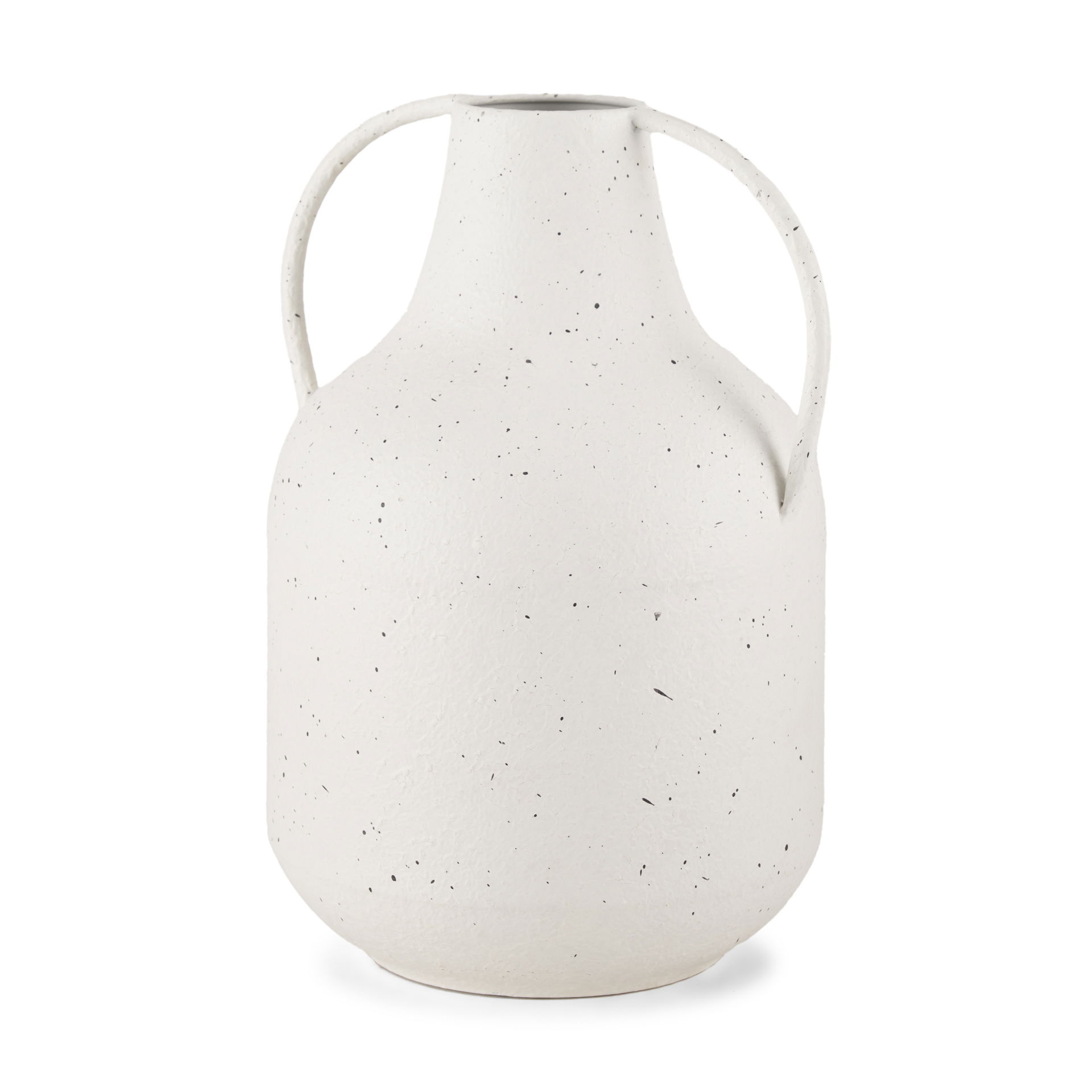 Treva Tall White with Black Speckles Metal Vase large image 