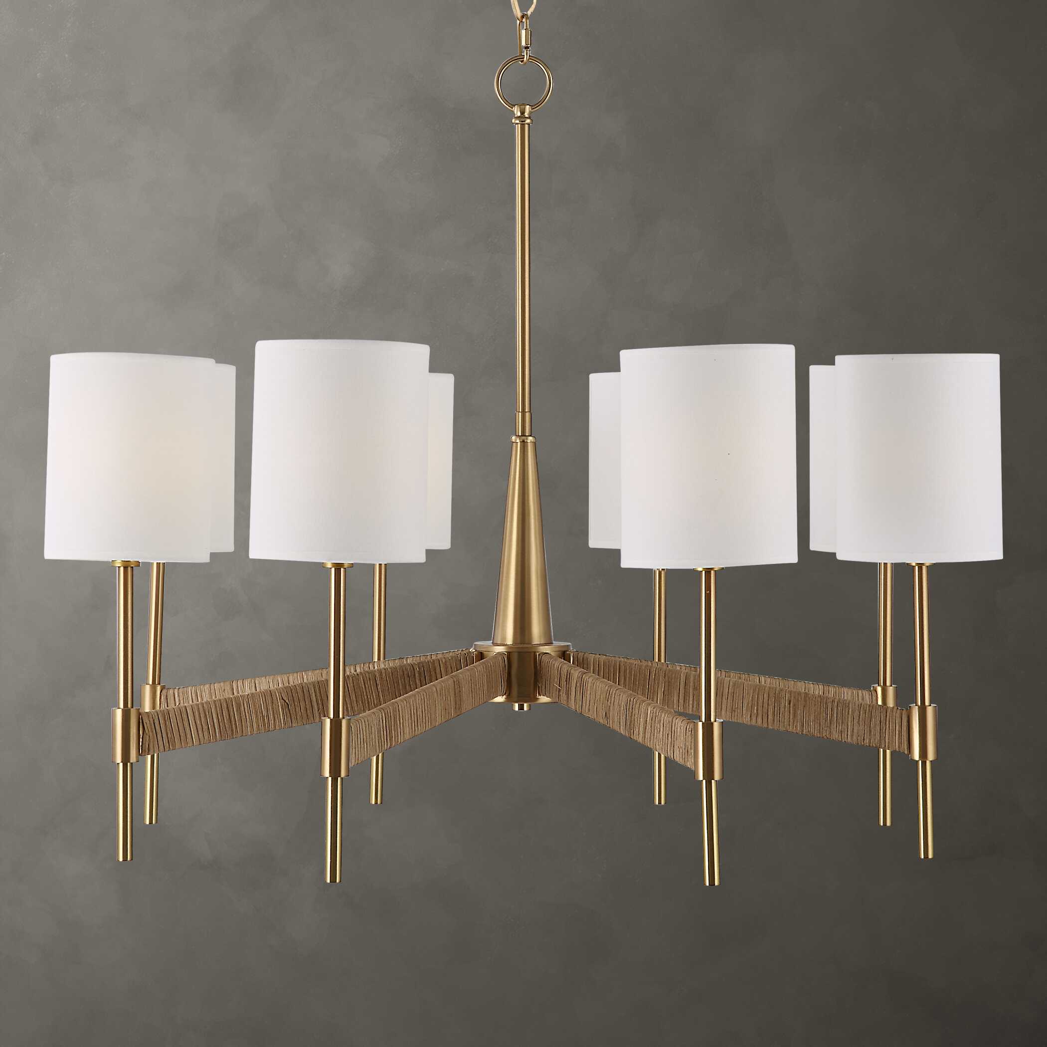 Lautoka Rattan 8 Light Chandelier, Ceiling Light by Uttermost, 32" width x 26" height x 32" diameter x 32" depth View 2