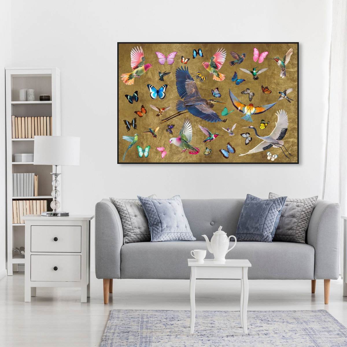 Exotic Singapore Birds (Gold Leaf), Art by Oliver Gal,  30x20 View 3