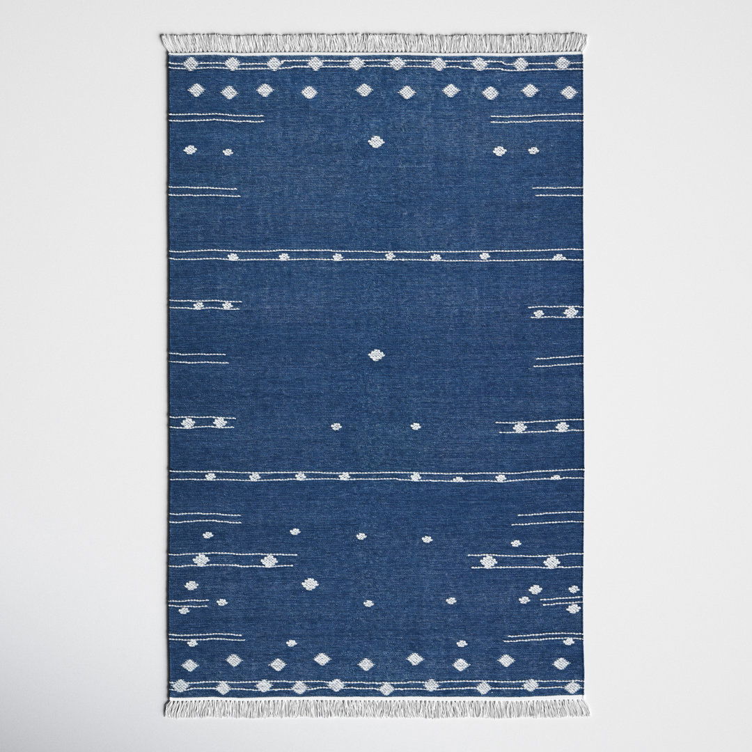 Calli Indoor/ Outdoor Geometric Blue/ White Area Rug large image 