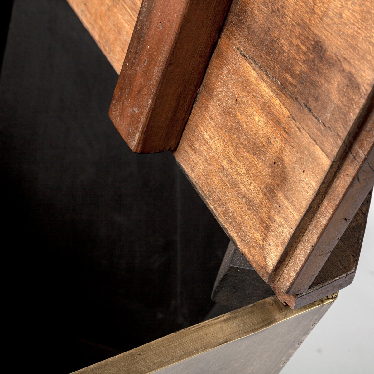 Esagono Octagonal Gold Metal-Clad Reclaimed Wood End/Side Table with Storage, Side & End Table by Mercana, 19" length x 19" width x 21" height View 11