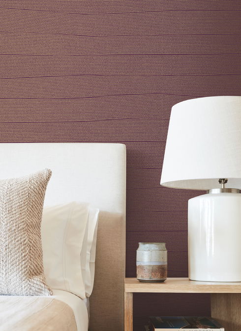 Natural Grid Mulberry Wallpaper