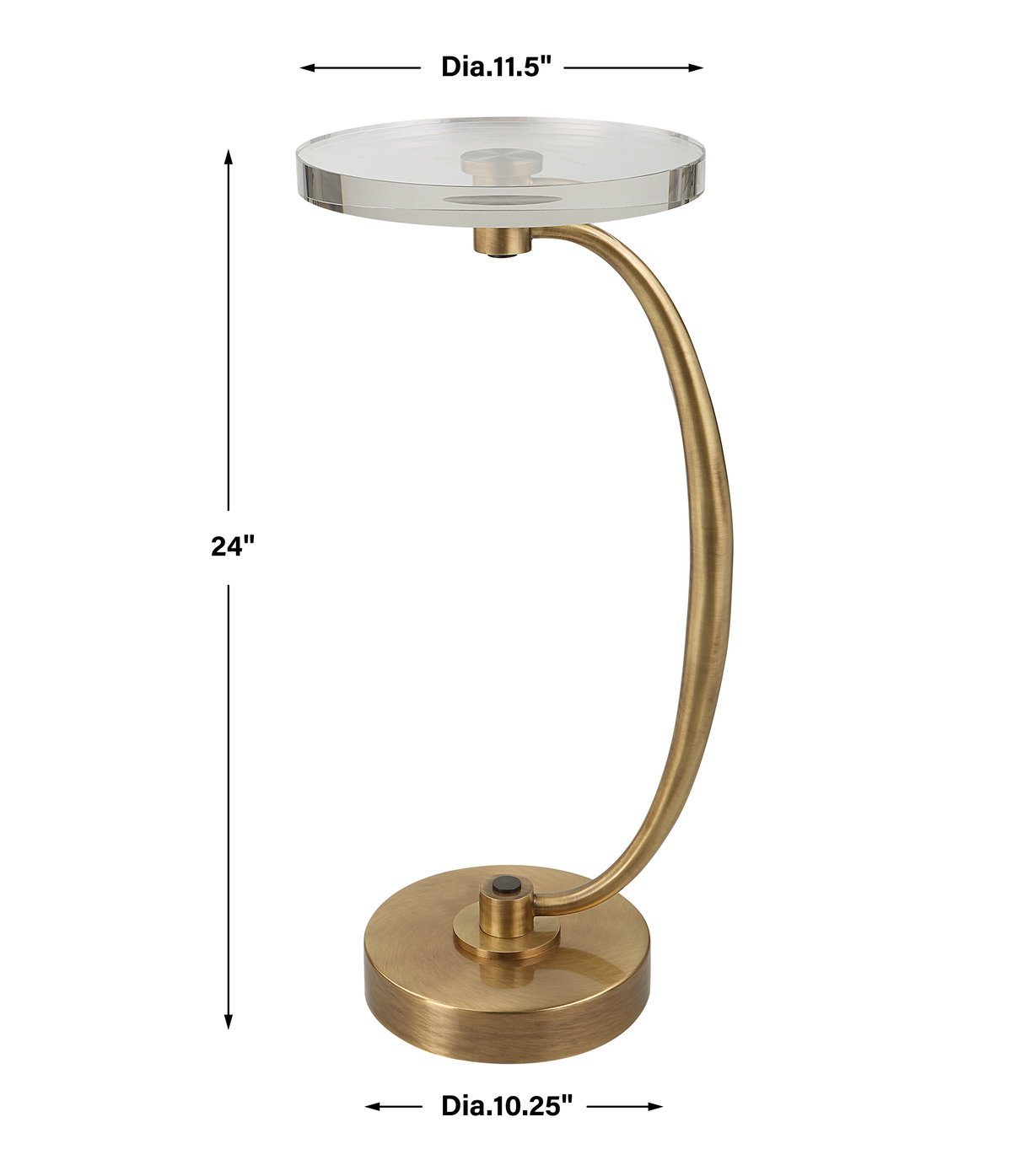 Waveney Brass Drink Table, Side & End Table by Uttermost, 11.5" width x 24" height x 11.5" depth View 3