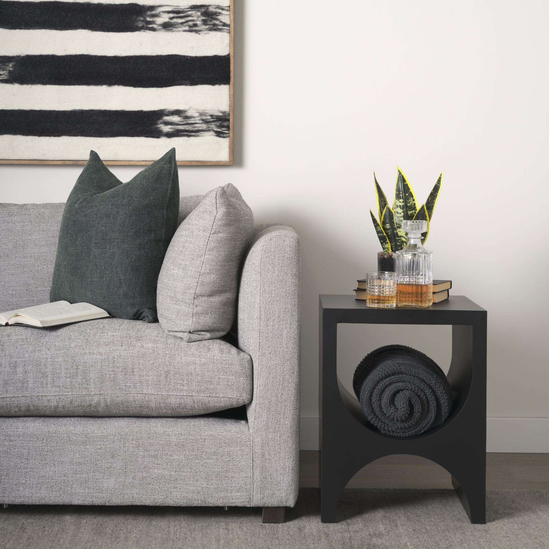Sobi Matte Black Square Metal Side Table large image 