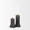 Polli Matte Black with Brushed Gold Metal Taper Candleholders (Set of 2), Candles & Candle Holder by Mercana, 4.33" length x 4.15" width x 11.4" height thumbnail 9