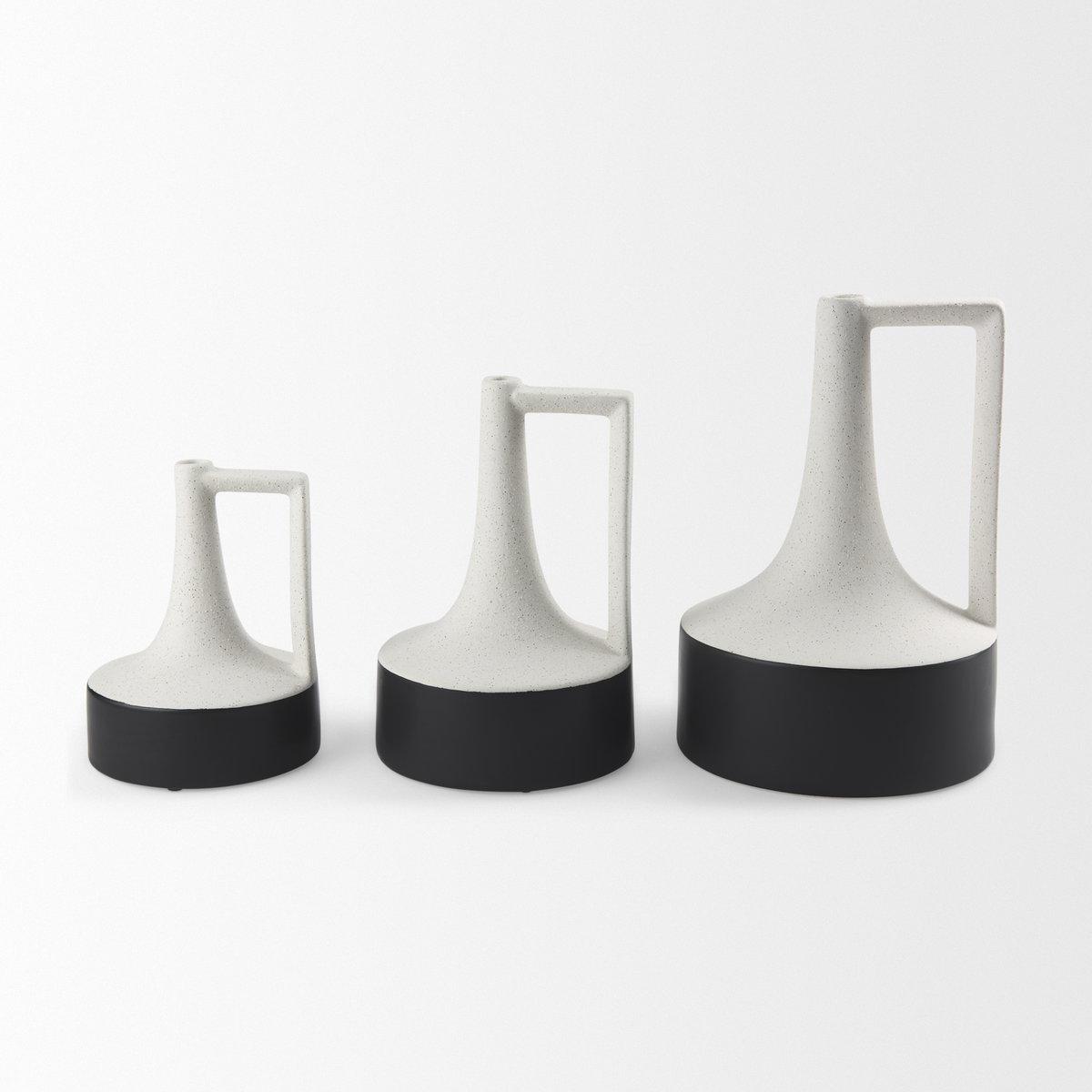 Burton 11.6H Medium White and Black Ceramic Jug Vase, Decorative Jar by Mercana, 6.89" length x 6.89" width x 10.04" height View 12