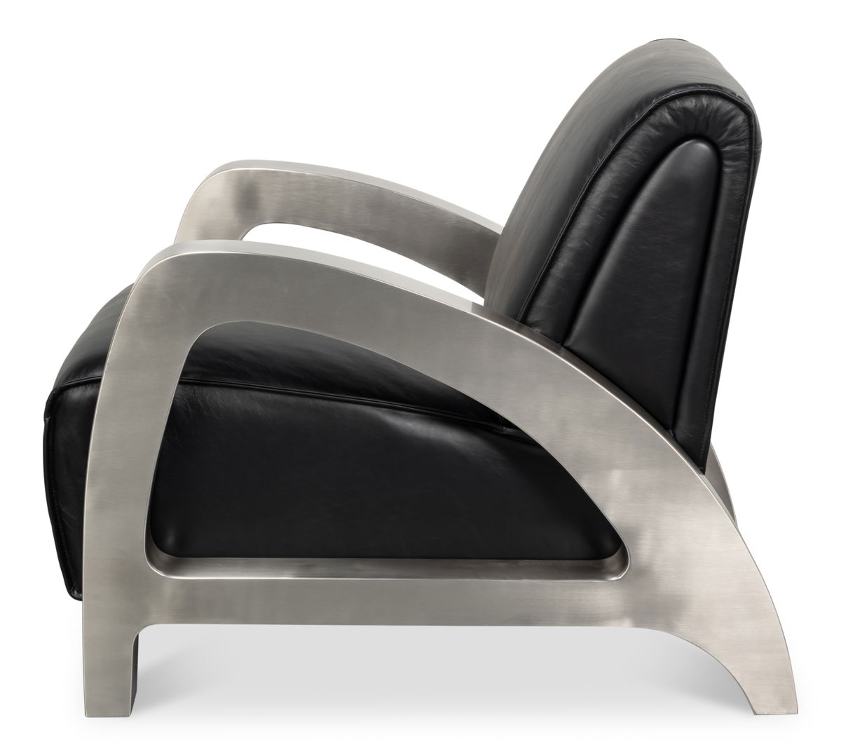 Carlisle Armchair  Leather Onyx Black, by Sarreid, 3'1" length x 2'5" width x 2'6" height View 9