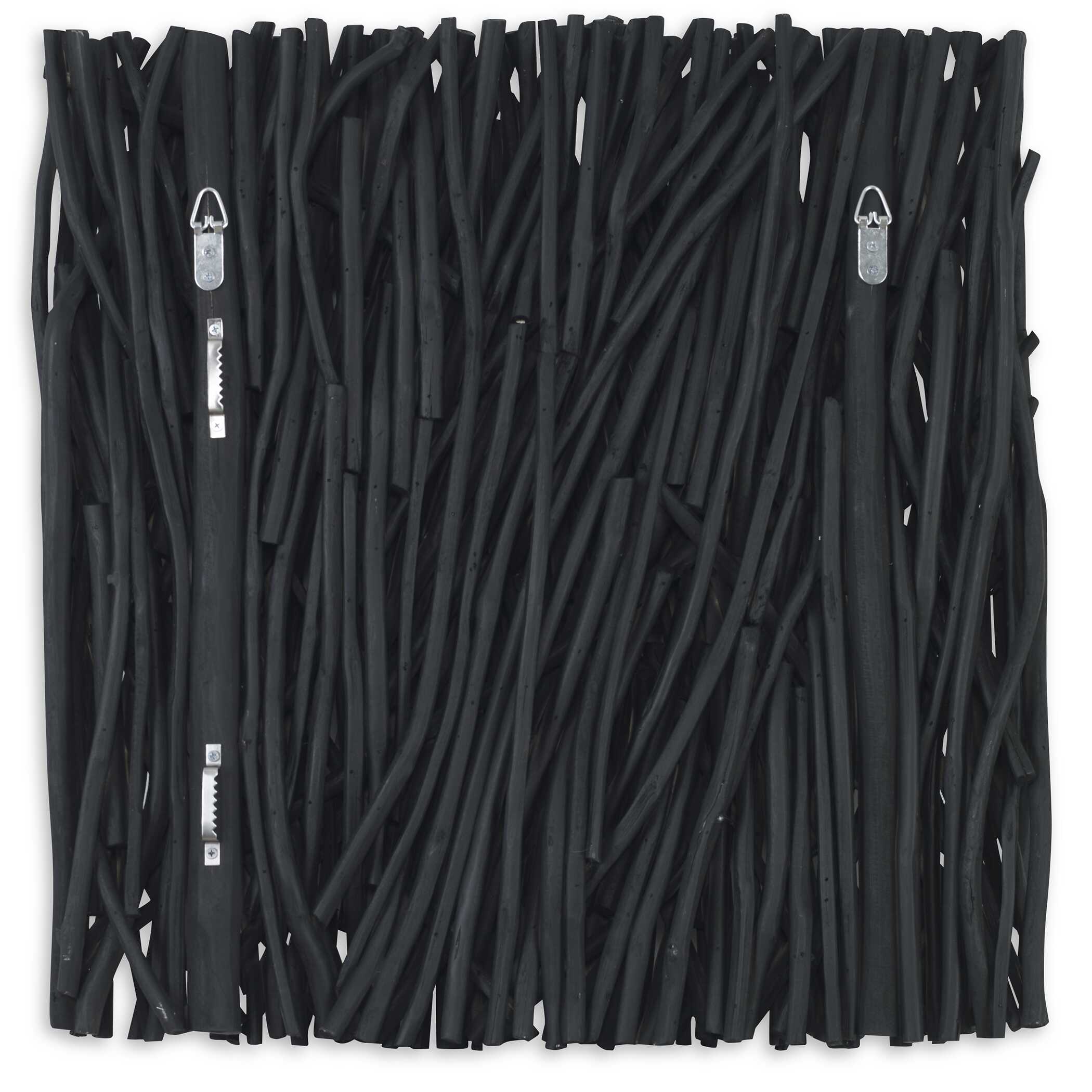 Gathered Teak Square Black Wood Wall Decor large image 