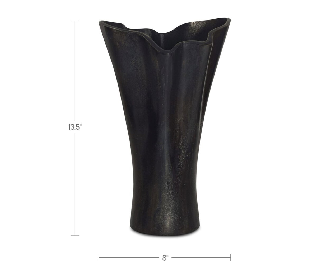 Yeri Cast Aluminum Vase Black, by Moe's Home, 8" width x 13.5" height x 8" depth View 6