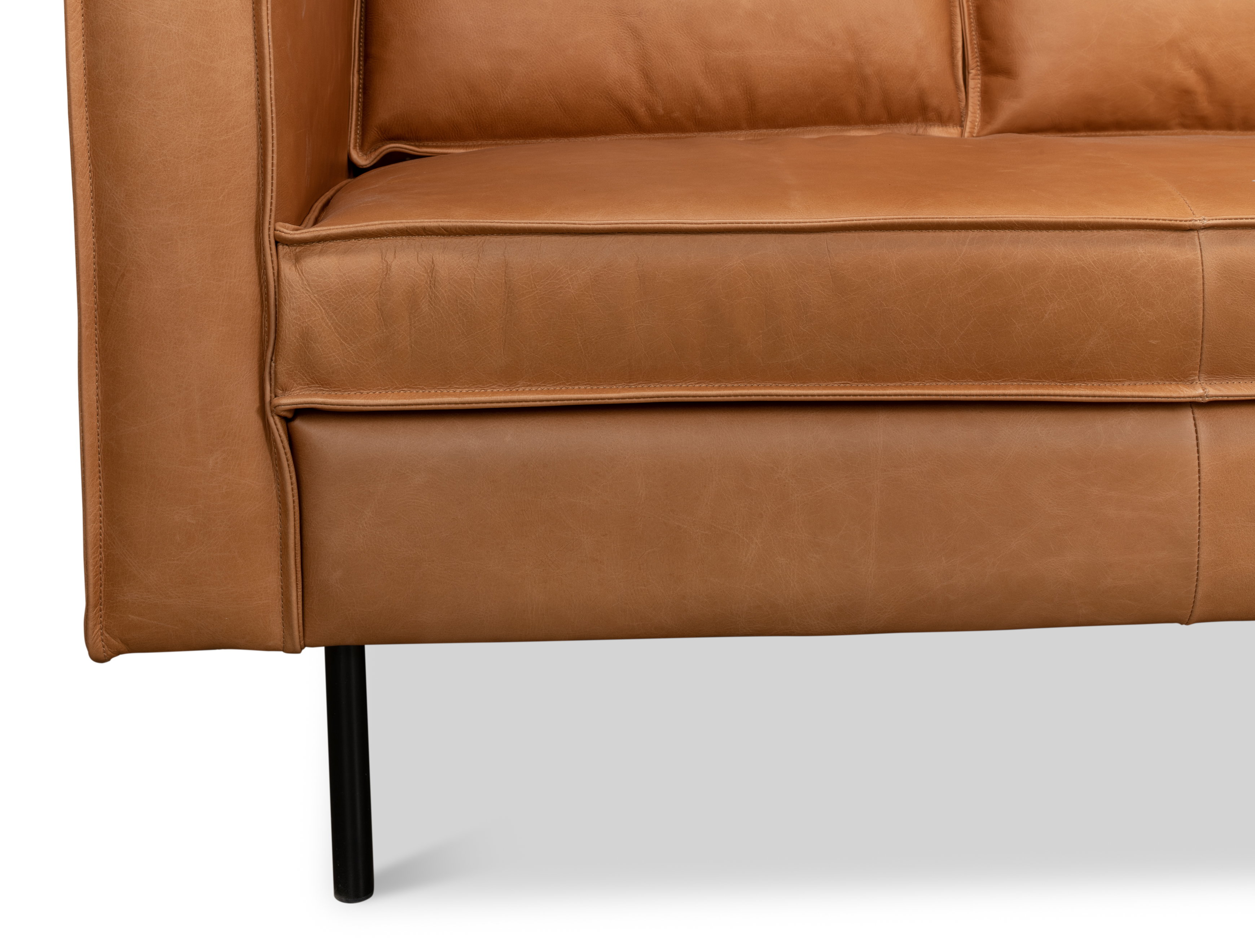 Esprit Leather Sofa, Sofas & Sectional by Sarreid, 74" length x 33" width x 32" height View 5