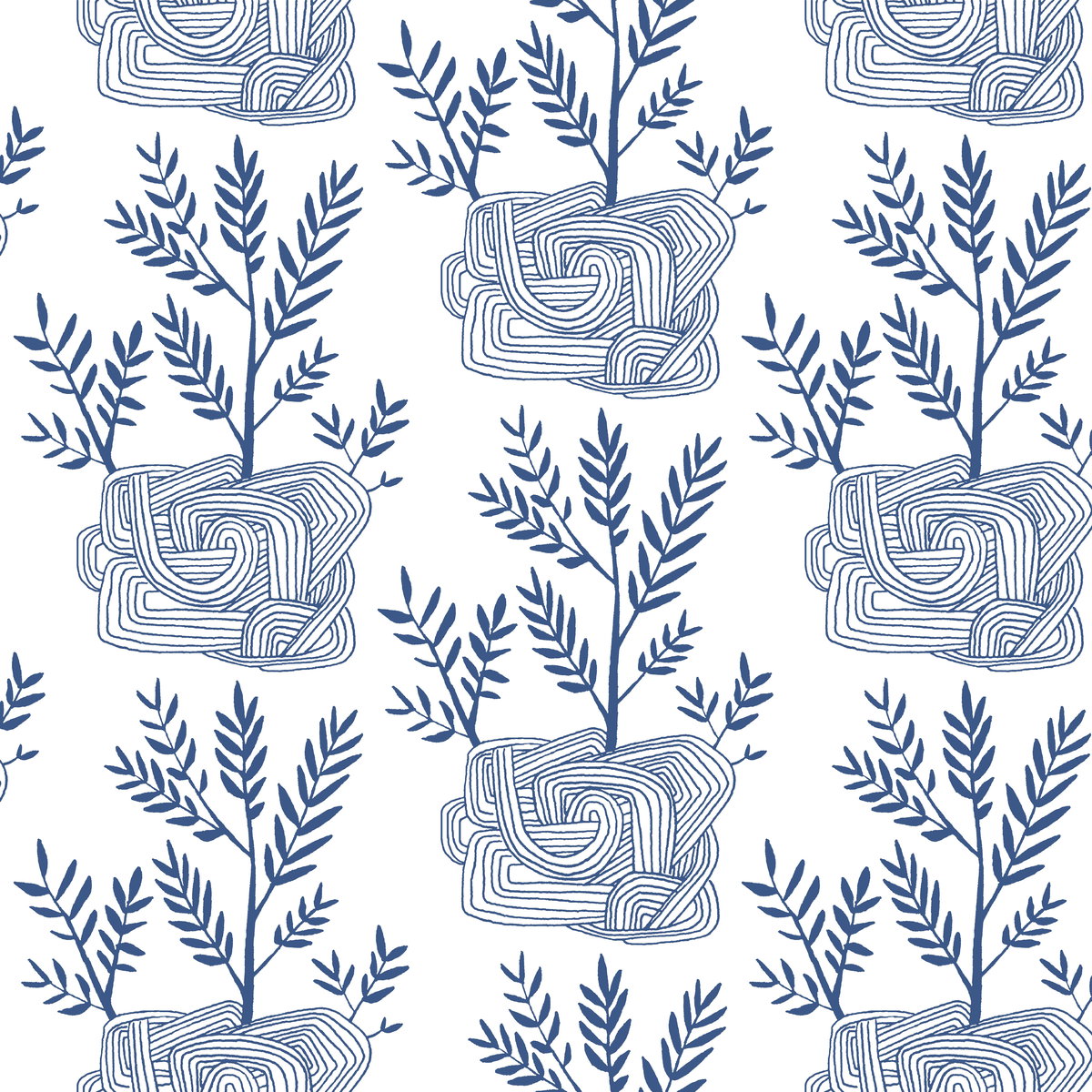 Seedlings Blue Peel & Stick Wallpaper, by York Wall, 20' length x 1'8.5" width x 0.02" depth