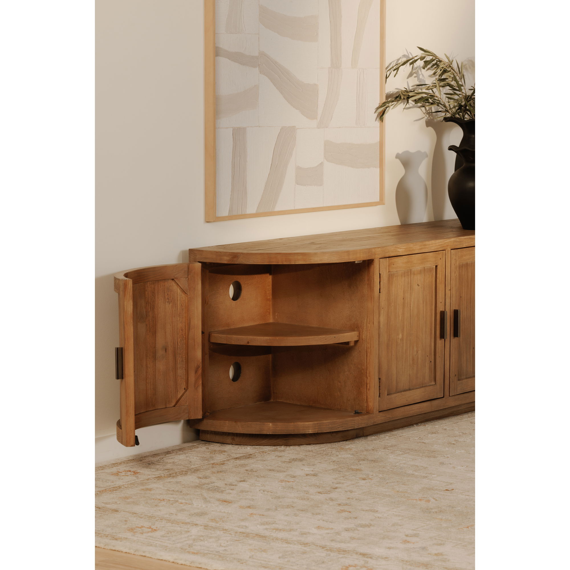 Nicola Media Cabinet Natural, Console Table by Moe's Home, 70.9" width x 26" height x 17.7" depth View 12