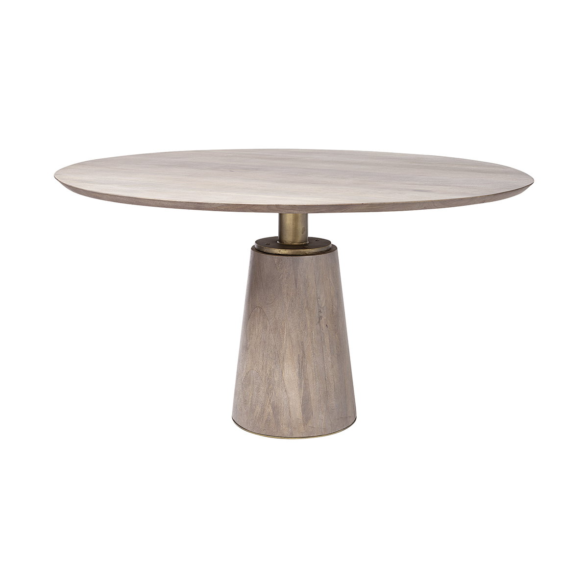 Maxwell 54' Round Pedestal Dining Table | Modern | Brown Wood & Brown Wood/Gold Metal | Seats 4, by Mercana, 54" length x 54" width x 30" height View 1