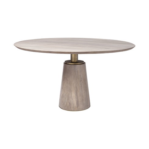 Maxwell 54" Round Pedestal Dining Table | Modern | Brown Wood & Brown Wood/Gold Metal | Seats 4