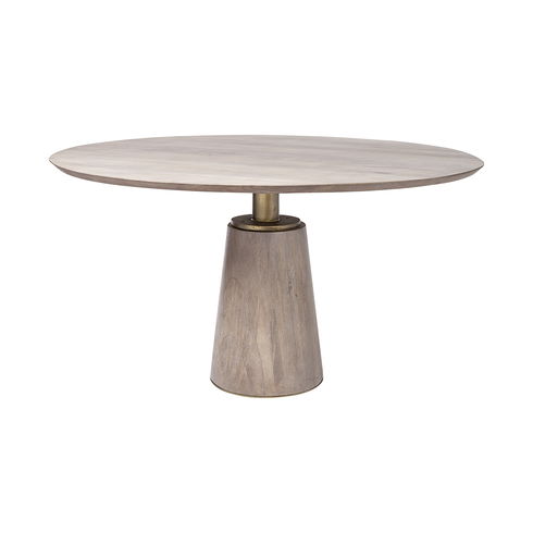 Maxwell II 54" Round Brown Solid Wood Top Brown Wood/Gold Metal Base Dining Table