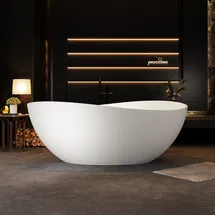 Online Designer Bathroom AB-22S05-63 63" x 37" Freestanding Soaking Solid Surface Bathtub with Drain