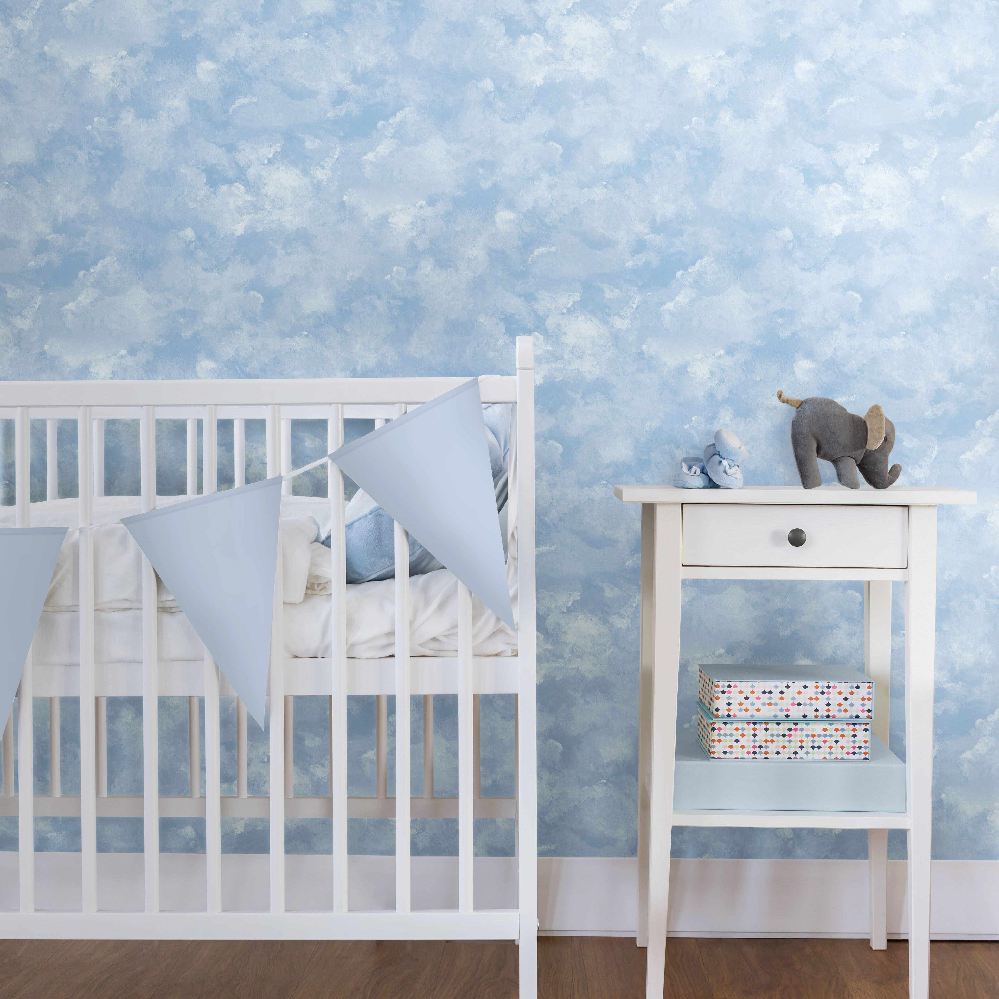 Atrium Clouds Blue Peel & Stick Wallpaper, by York Wall, 20' length x 1'8.5" width x 0.02" depth View 2