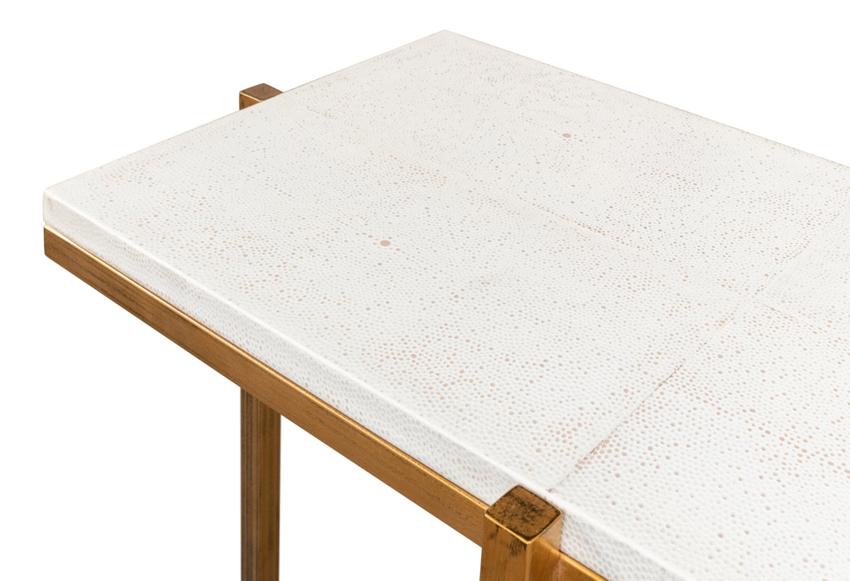 Shagreen Console Table  Osprey White, by Sarreid, 1'2" length x 5' width x 2'10" height View 3