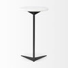 Ballatine II 15L x 15W x 27L White Marble Round Top White with Black Metal Base Accent Table thumbnail 5