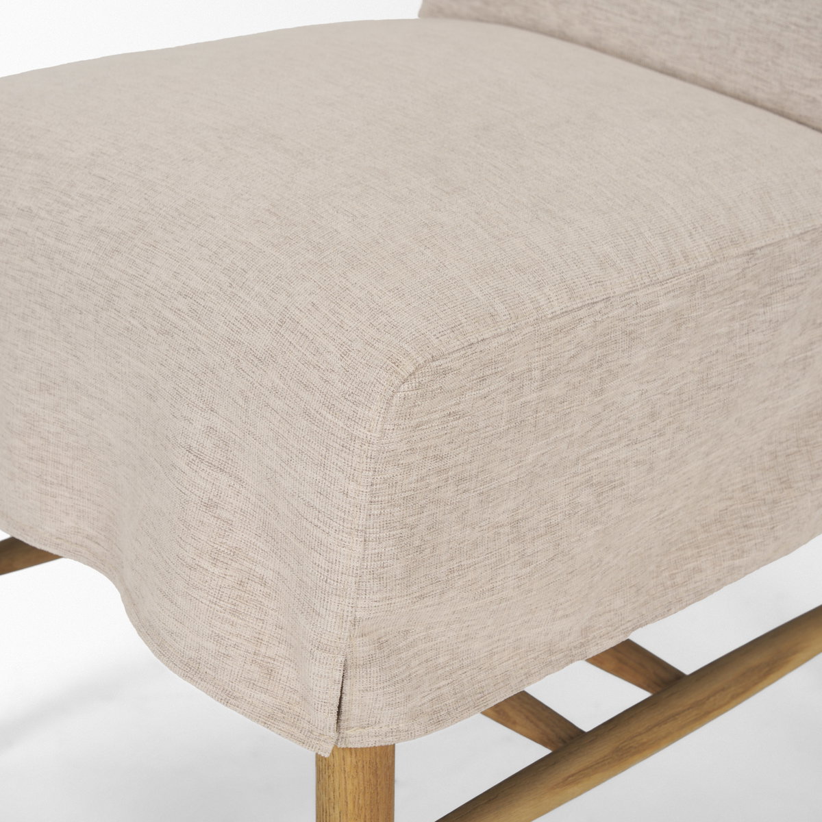 Whitley Oatmeal Performance Fabric with Oak Wood Dining Chair, by Mercana, 19.25" length x 24" width x 35" height View 10