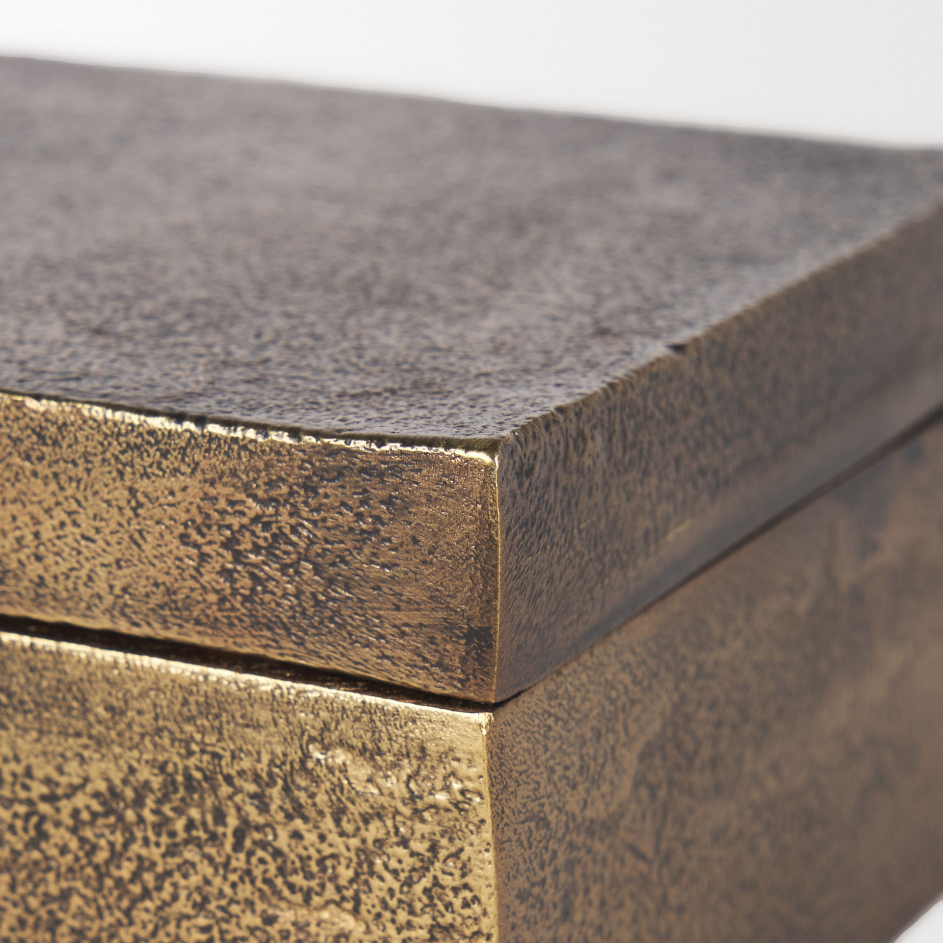 Porschia Small Antiqued Gold Metal Decorative Box, Boxe by Mercana, 7.87" length x 4" width x 2.75" height View 10