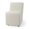 Damon Barrel Back Dining Arm Chair | Cream Fabric with Caster Base, Dining Chair by Mercana, 20.47" length x 27.17" width x 31.3" height thumbnail 1