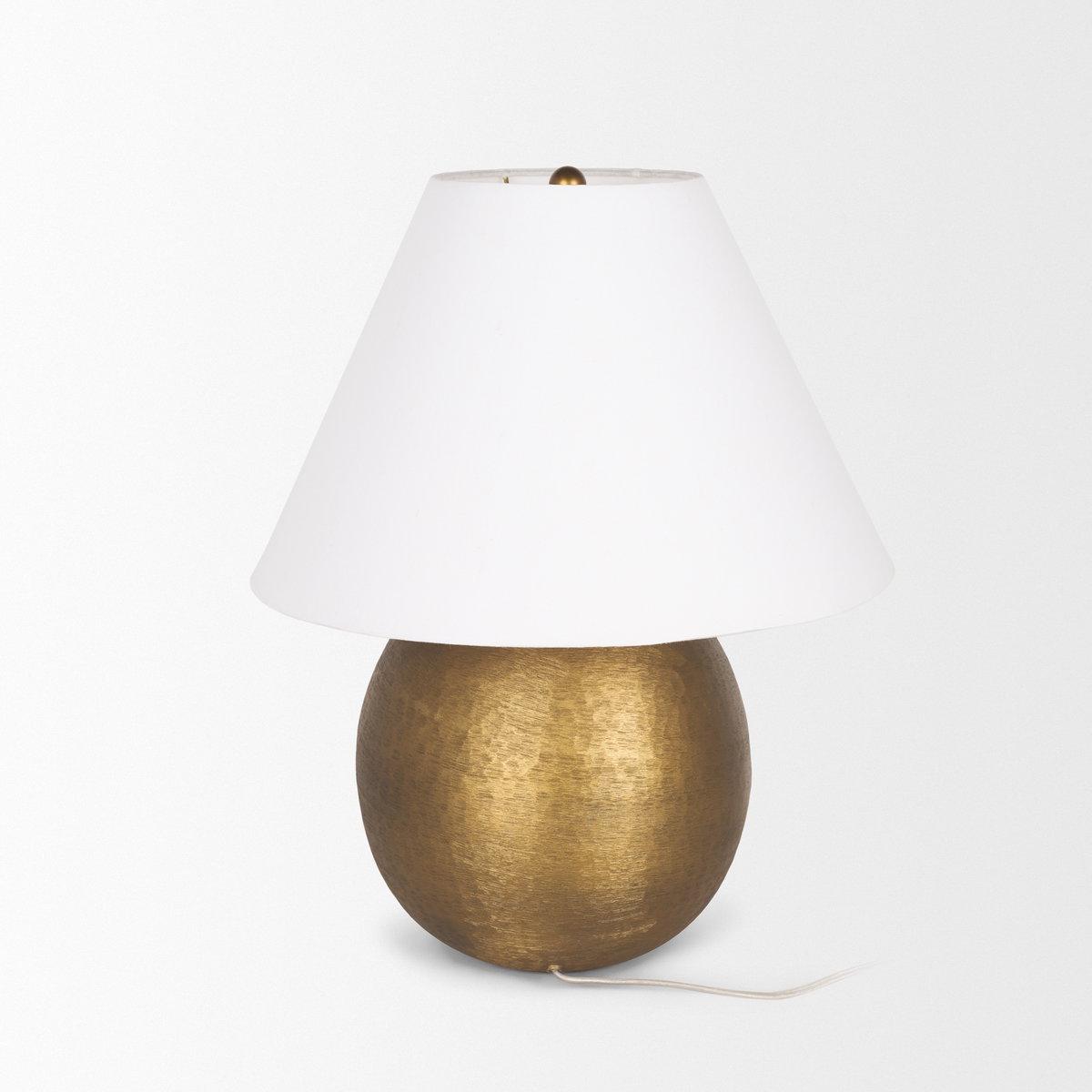 Sadiyah Antiqued Gold Brushed Metal with Cream Shade Table Lamp, by Mercana, 19.5" length x 19.5" width x 24" height View 7