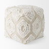Ekanta   Cream/Beige Patterned Cotton Pouf thumbnail 3
