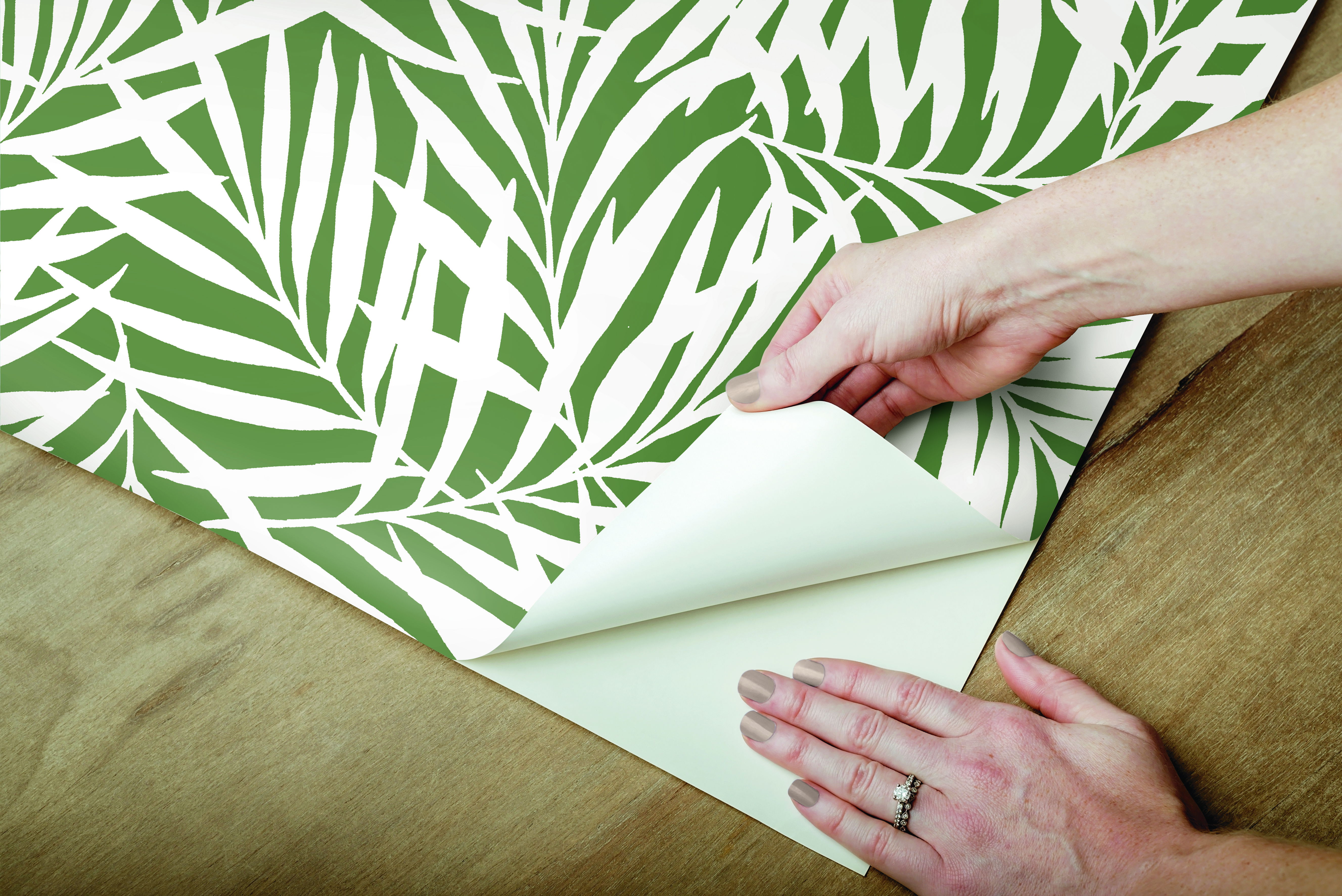 Oahu Fronds Green Peel & Stick Wallpaper large image 