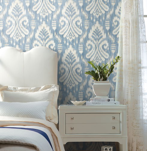 Hawthorne Ikat Blue Wallpaper
