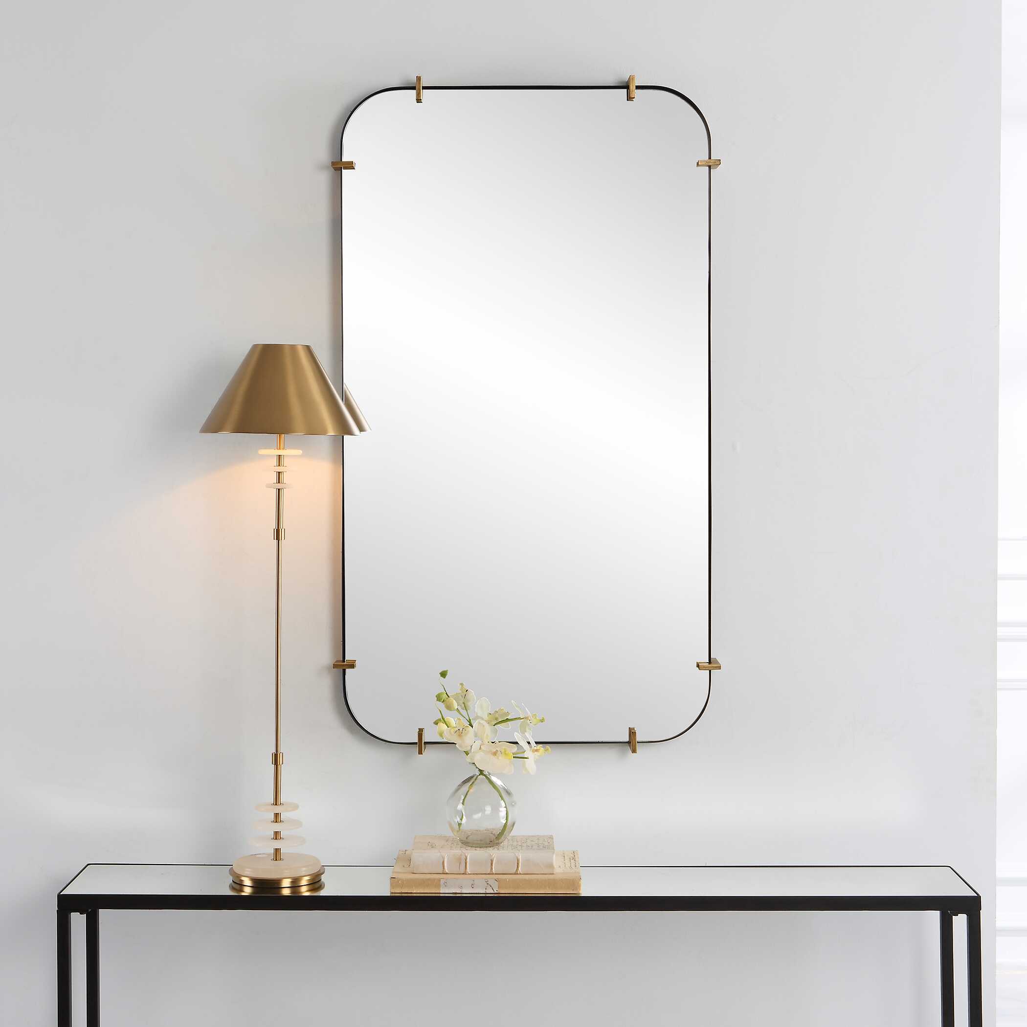Pali Industrial Iron Mirror, by Uttermost, 27.12" width x 47.5" height x 2.5" depth View 4