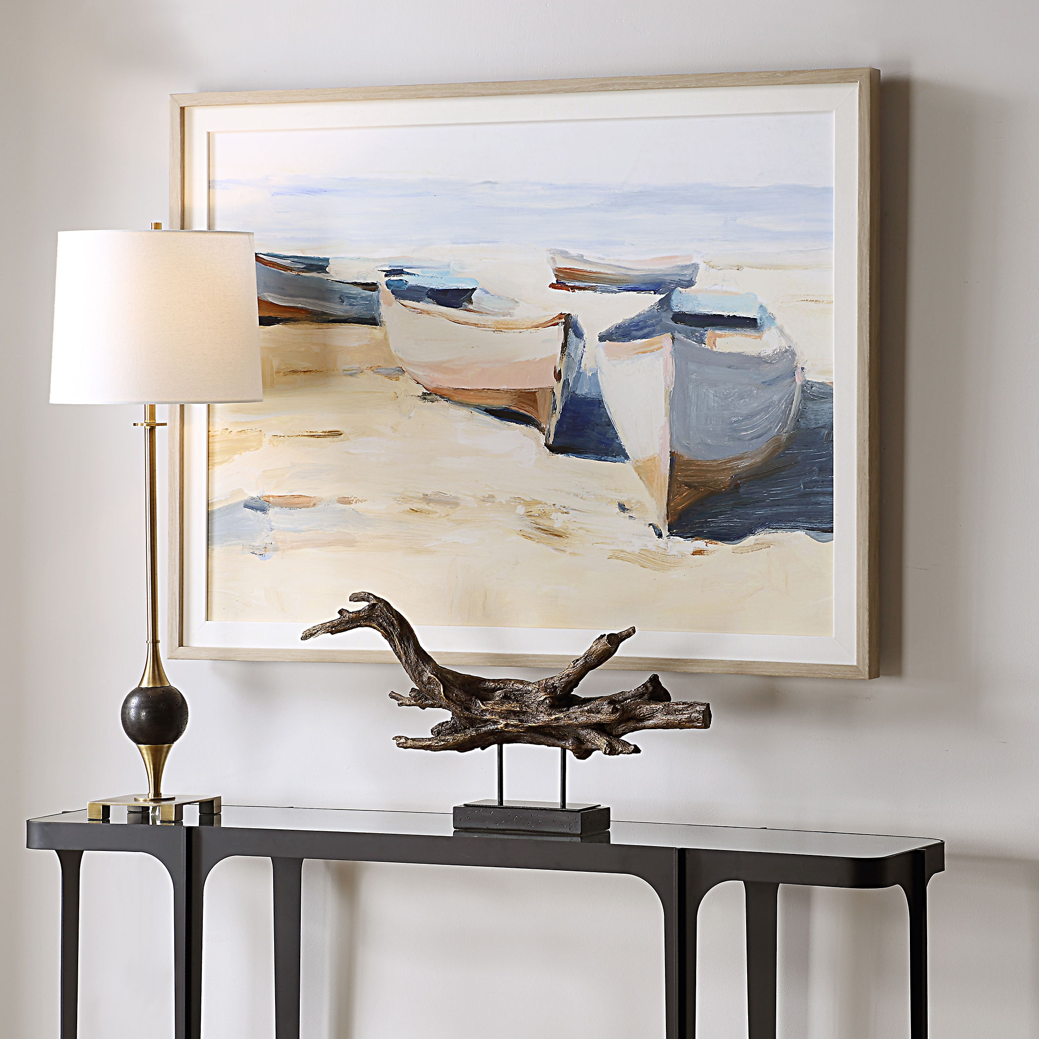 Beached Boats Framed Print large image 