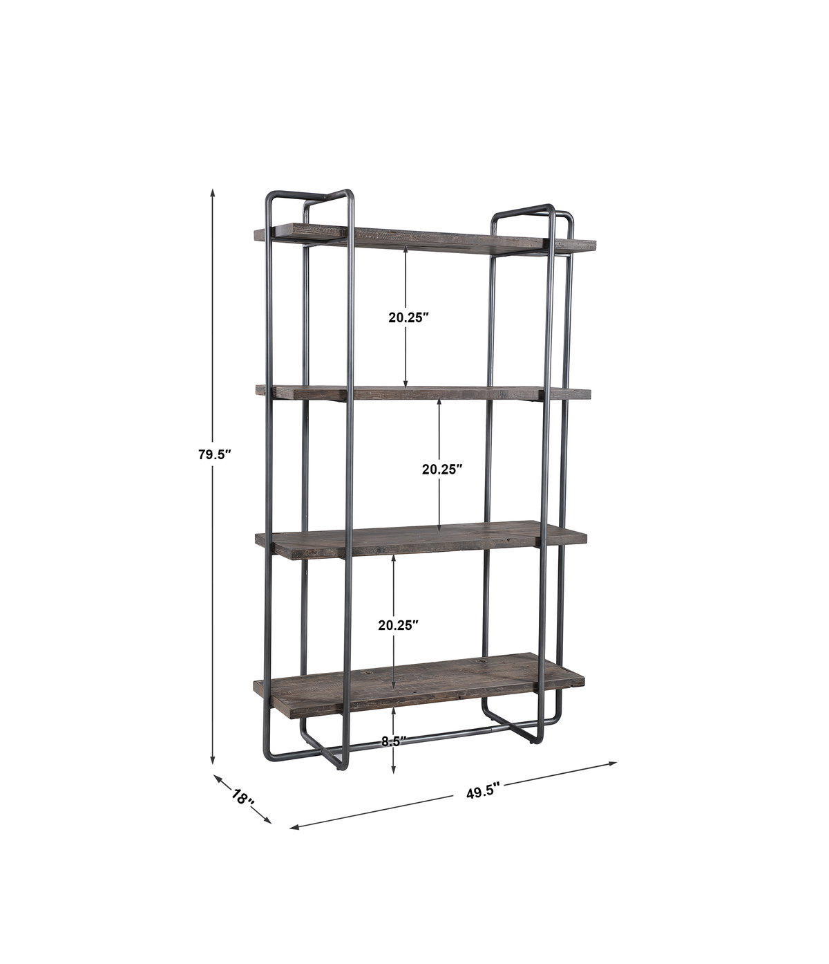 Stilo Urban Industrial Etagere, Furniture by Uttermost, 49.5" width x 79.5" height x 18" depth View 3