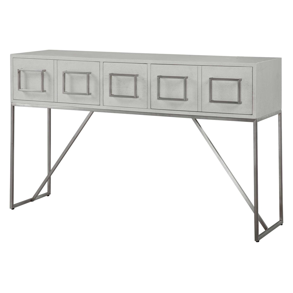 Abaya White Console Table, Furniture by Uttermost, 54" width x 32" height x 14" depth View 4
