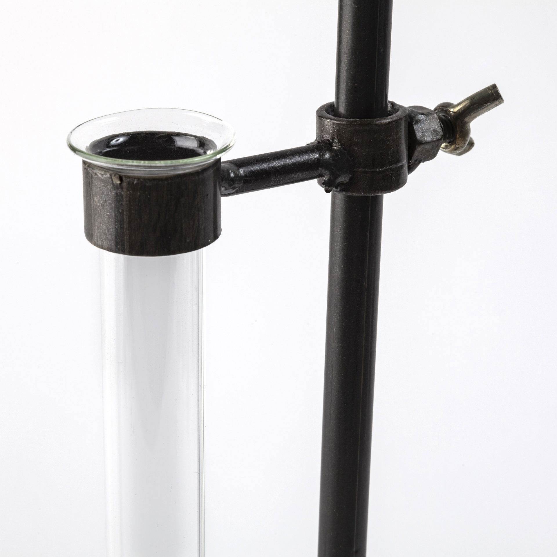 Jarvis Set of Five Dark Brown Metal and Glass Chemistry Inspired Bottles, Vase by Mercana, 5" length x 5.12" width x 12.5" height View 11