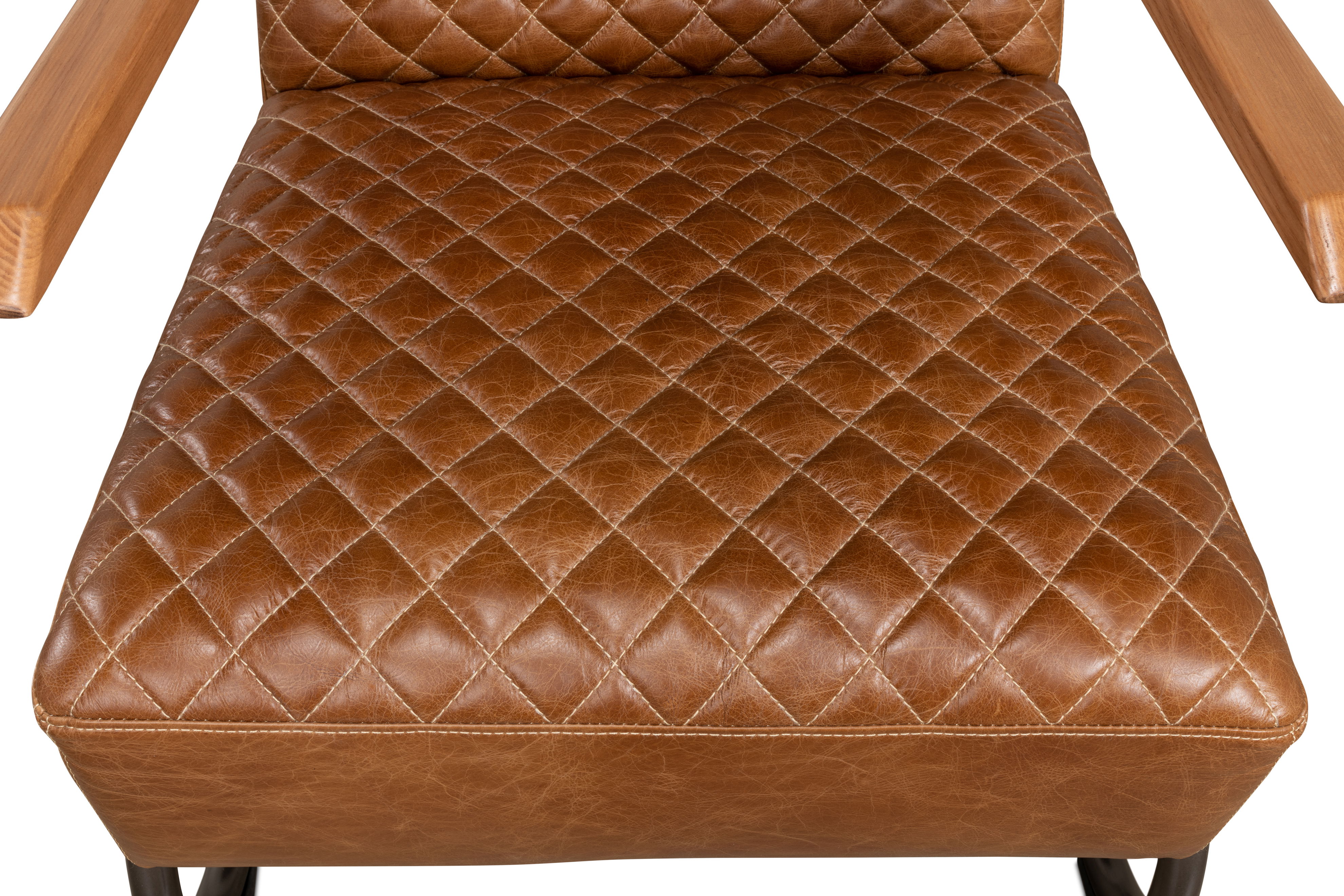 Beverly Hills Chair, Cuba Brown Leather, Seating by Sarreid, 28" length x 33" width x 33" height View 8