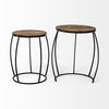 Clapp III (Set of 2) 20L x 20W Brown Round Wood Top with Black Metal Frame Nesting Accent Tables thumbnail 7