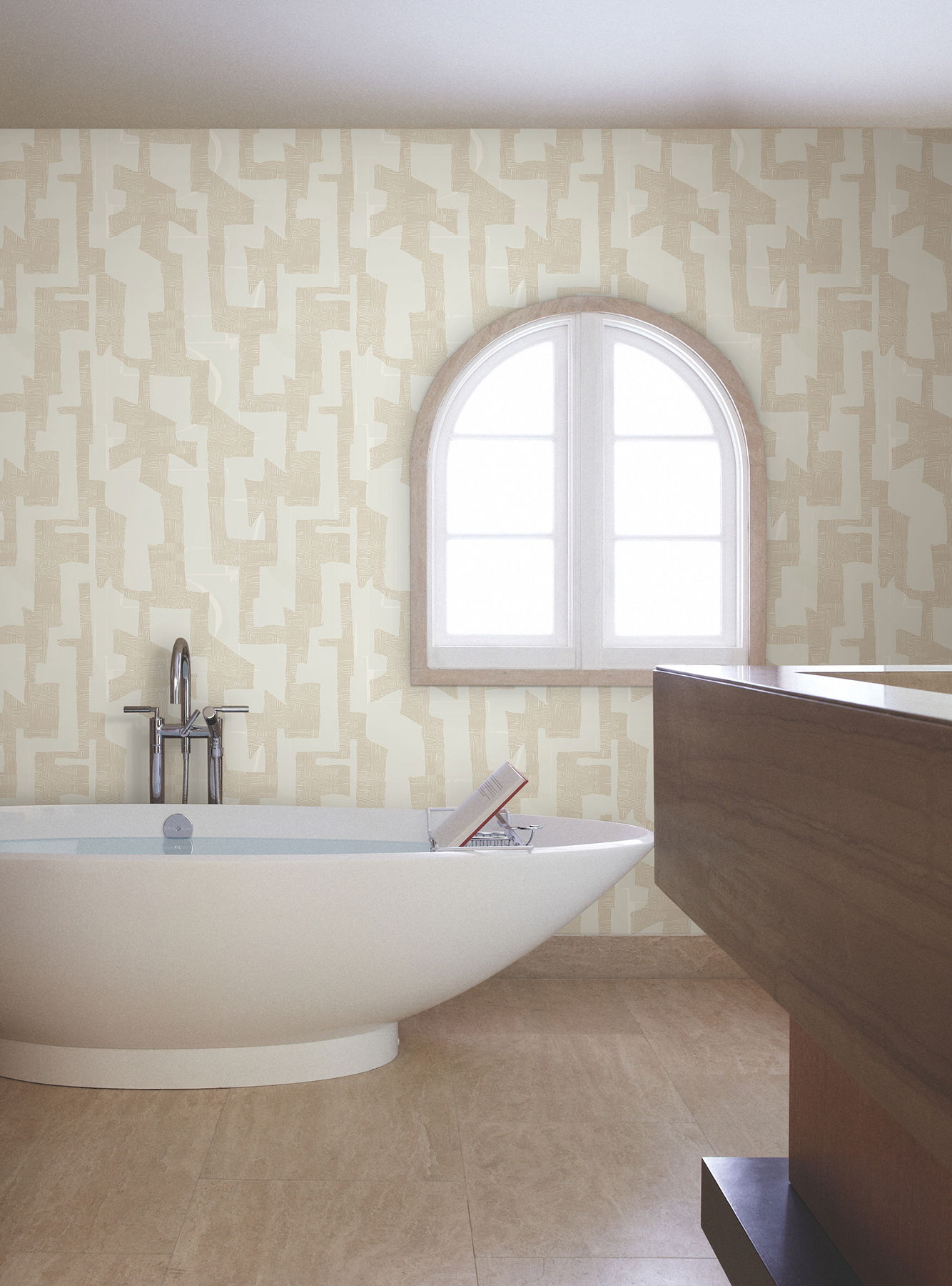 Modern Tribal Caramel & Cream Wallpaper large image 