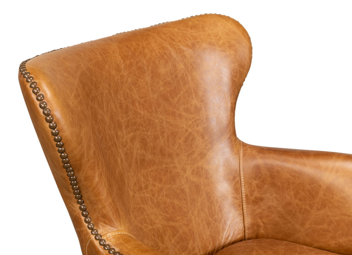 Andrew Jackson Desk Chair  Cuba Brown, by Sarreid, 2'5" length x 2'1" width x 2'11" height View 6