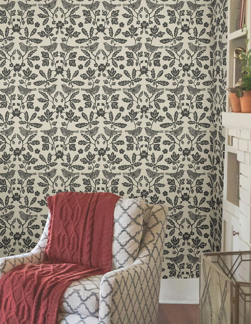 Sparrow & Oak Linen & Charcoal Peel & Stick Wallpaper