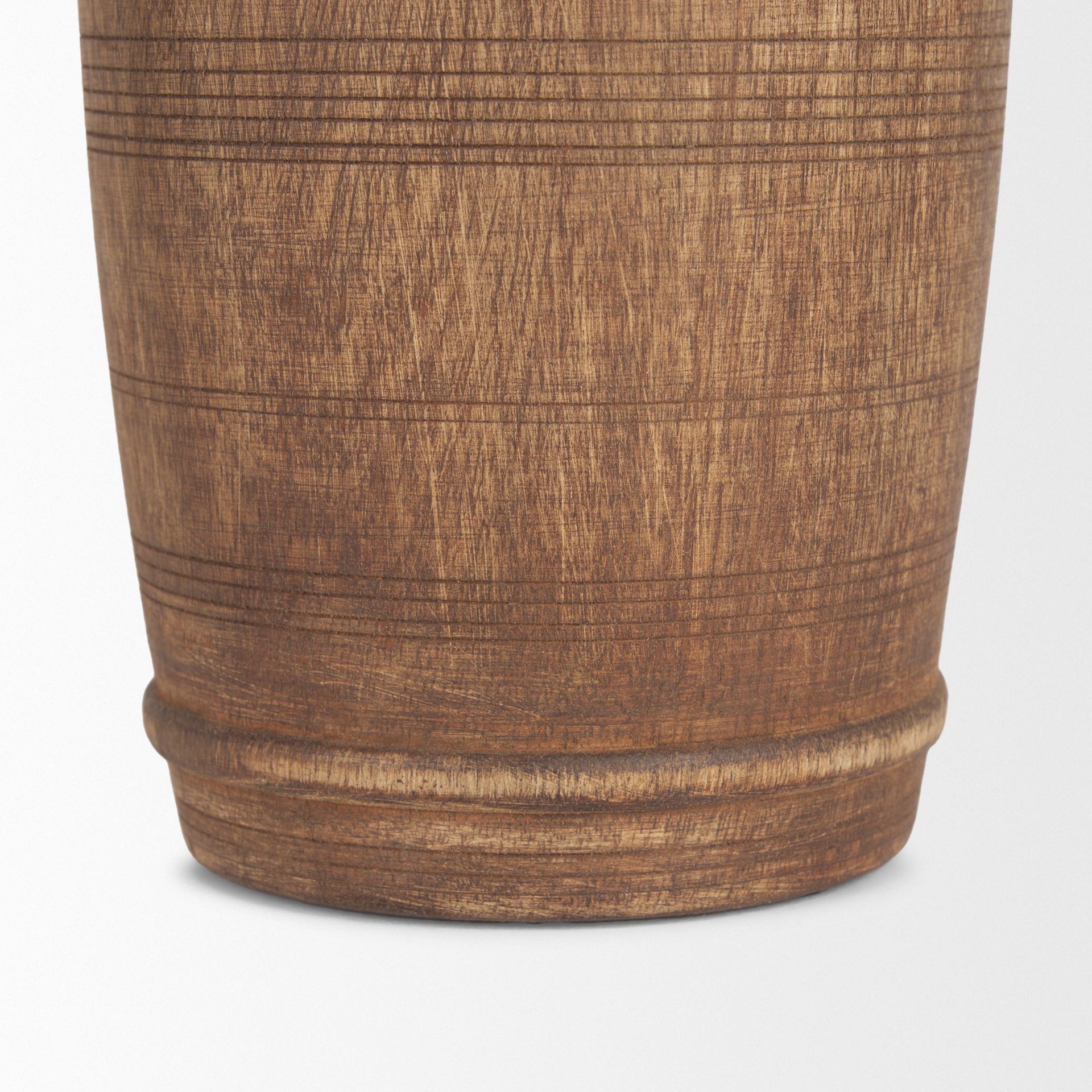 Porta Small Medium Brown Reclaimed Wooden Pot, Vase by Mercana, 4.75" length x 4.75" width x 9" height View 7